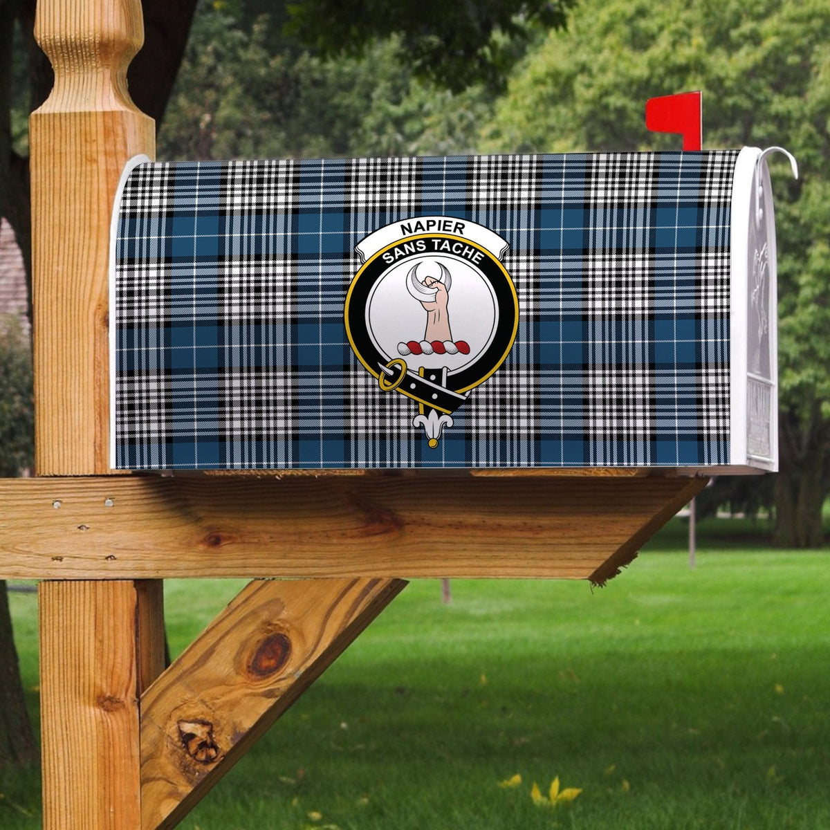 Clan Napier Modern Tartan Crest Mailbox SO52 Clan Napier Tartan Today   