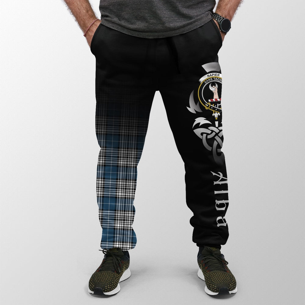 Clan Napier Modern Tartan Crest Jogger Sweatpants  Alba Celtic Style BY92 Clan Napier Tartan Today   