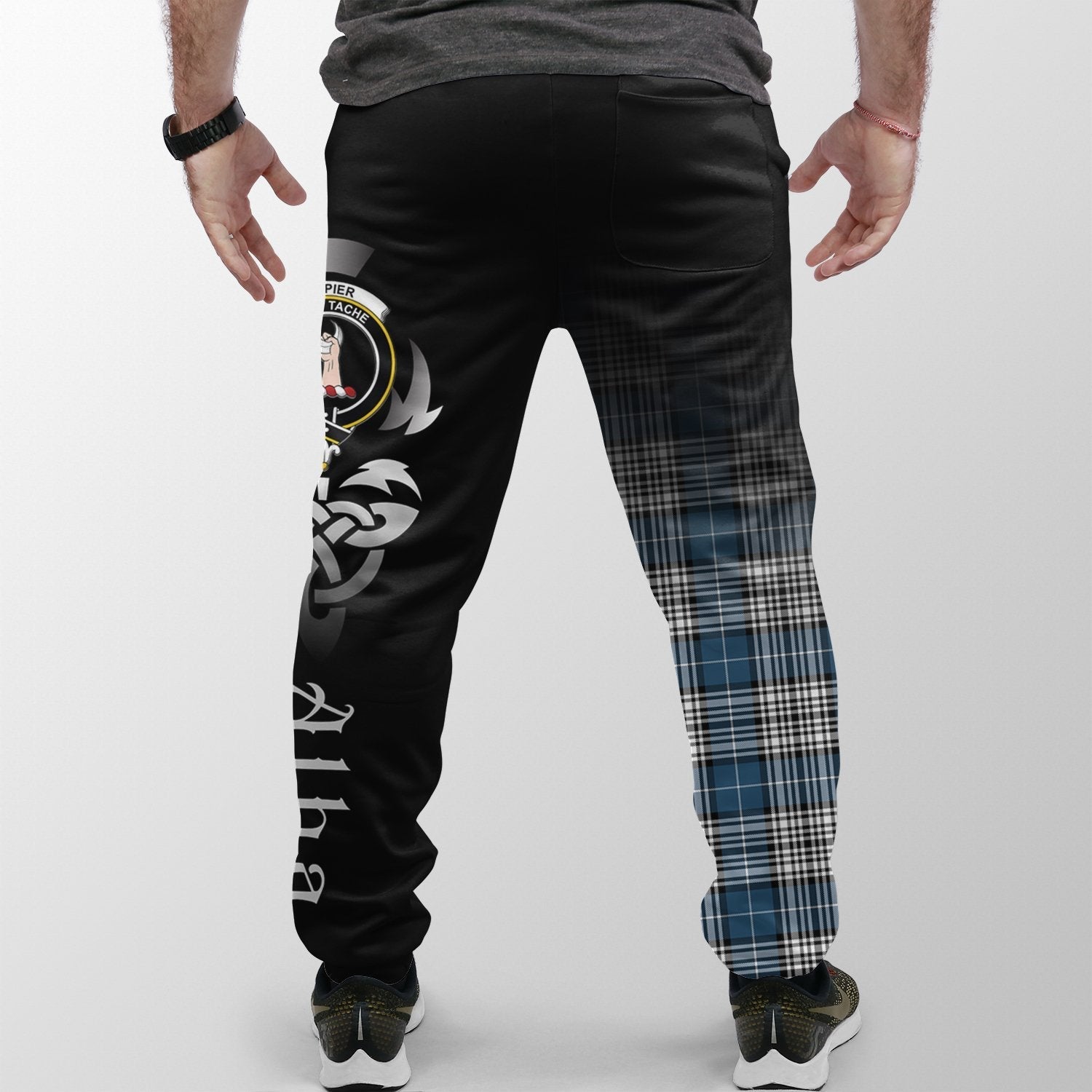 Clan Napier Modern Tartan Crest Jogger Sweatpants  Alba Celtic Style BY92 Clan Napier Tartan Today   