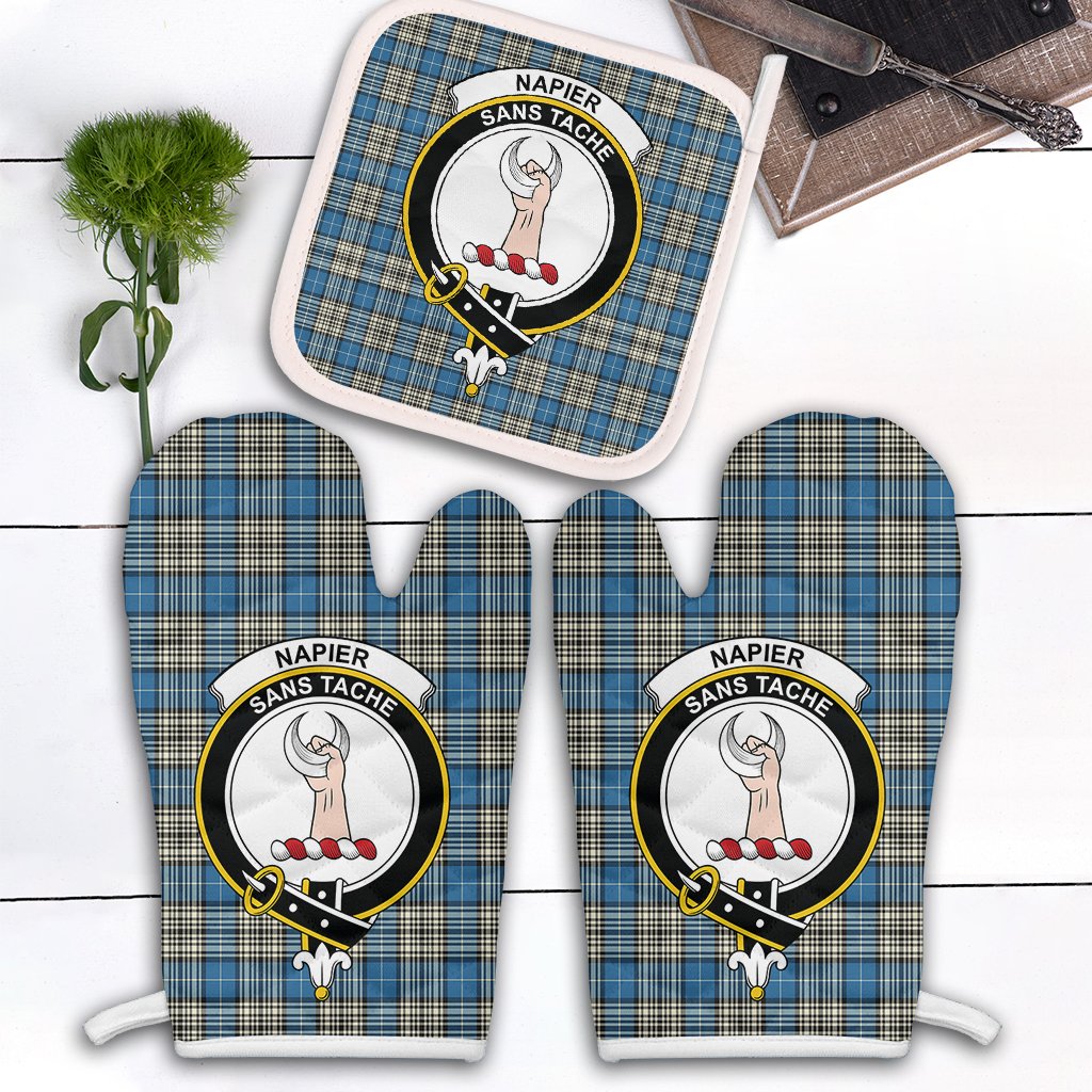 Clan Napier Ancient Tartan Crest Oven Mitt And Pot Holder (2 Oven Mitts + 1 Pot Holder) RT11 Clan Napier Tartan Today   