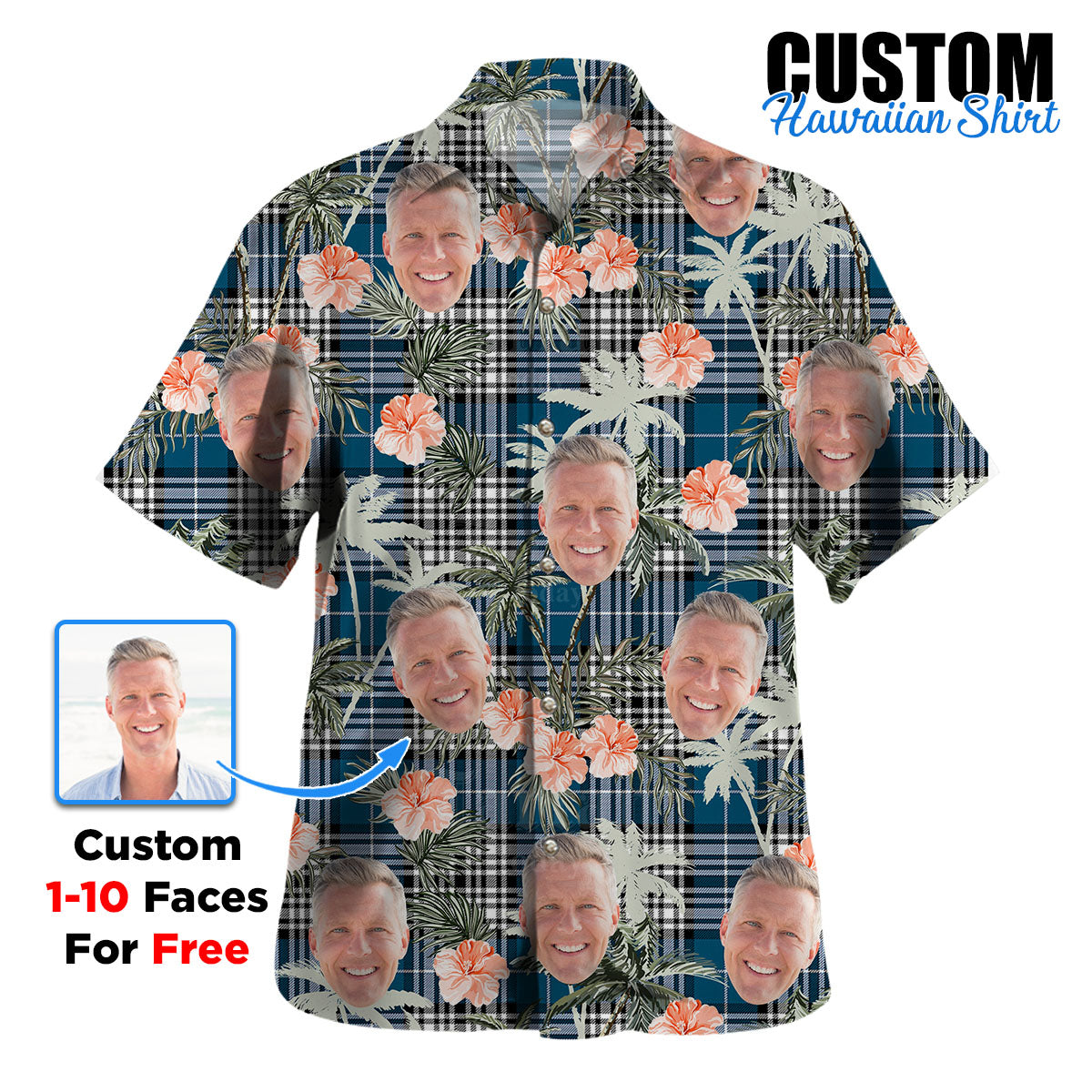 Clan Napier Modern Tartan Custom Face Hawaiian Shirt – Unisex Gift for Family Members, Summer Party TR92 Napier Modern Tartan Tartan Hawaii Shirt