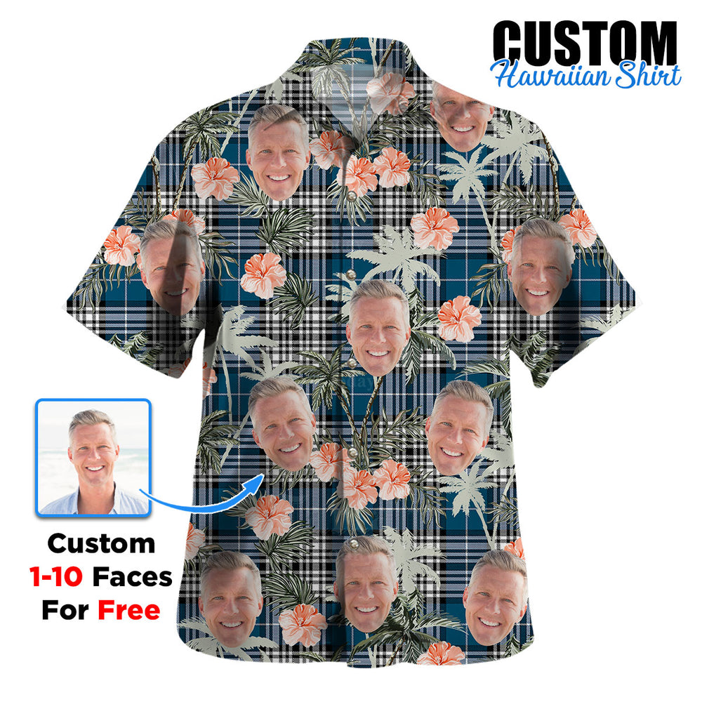 Clan Napier Modern Tartan Custom Face Hawaiian Shirt – Unisex Gift for Family Members, Summer Party TR92 Napier Modern Tartan Tartan Hawaii Shirt