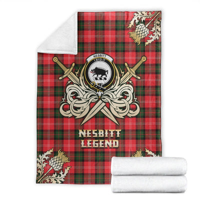 Clan Nesbitt Modern Tartan Gold Courage Symbol Blanket