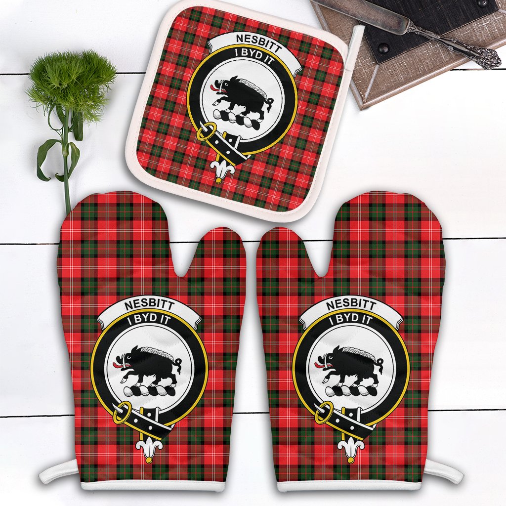 Clan Nesbitt Modern Tartan Crest Oven Mitt And Pot Holder (2 Oven Mitts + 1 Pot Holder) ZQ88 Clan Nesbitt Tartan Today   