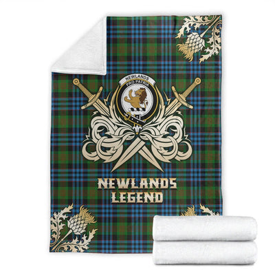 Clan Newlands of Lauriston Tartan Gold Courage Symbol Blanket