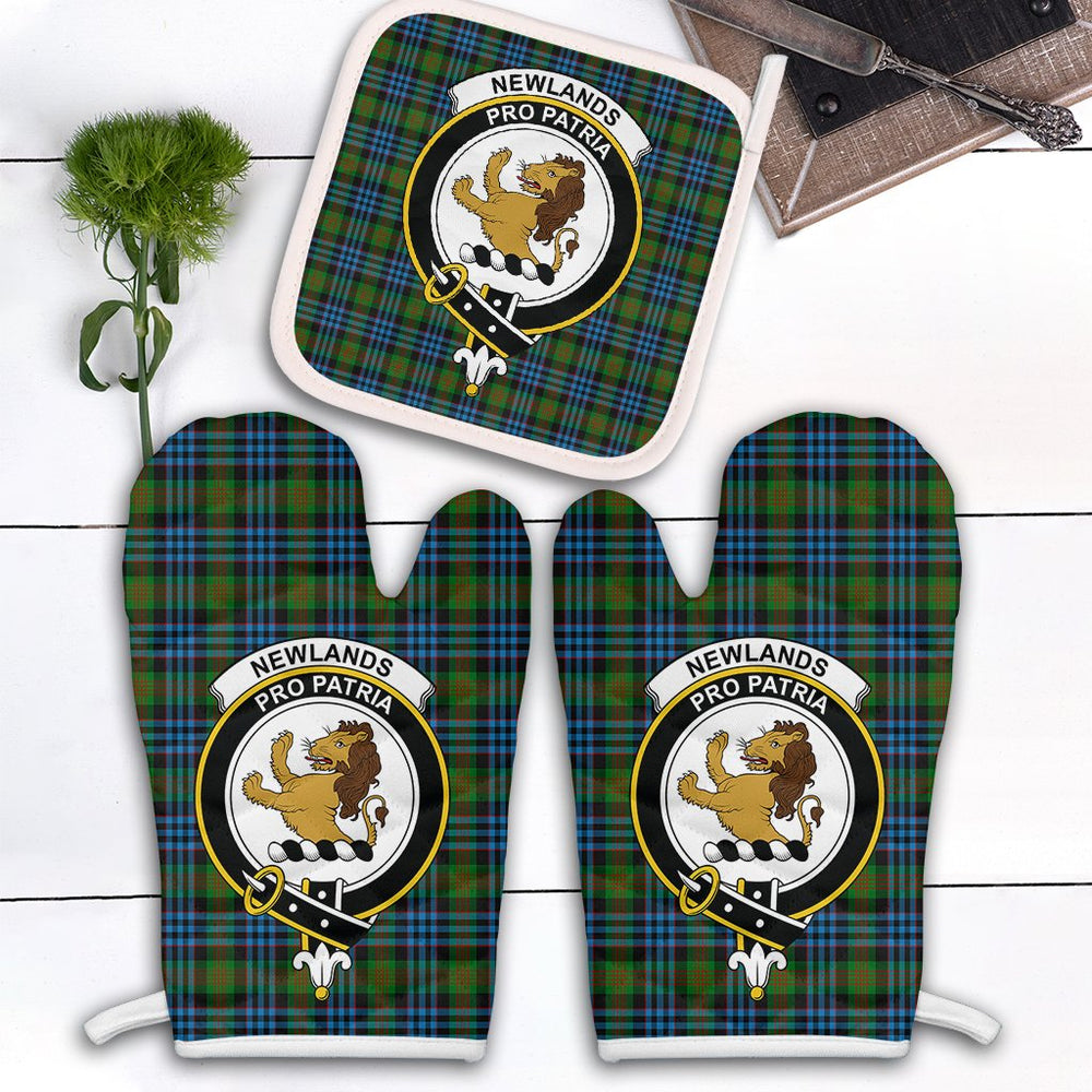 Clan Newlands Of Lauriston Tartan Crest Oven Mitt And Pot Holder (2 Oven Mitts + 1 Pot Holder) ZD80 Clan Newlands Tartan Today   