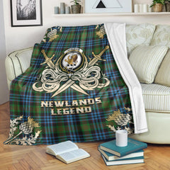 Clan Newlands of Lauriston Tartan Gold Courage Symbol Blanket PP32 Clan Newlands Tartan Today   