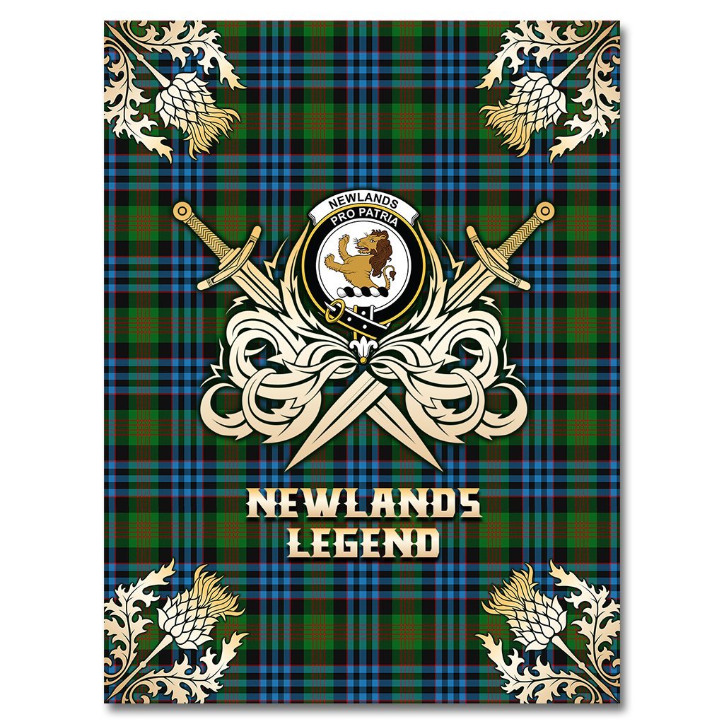 Clan Newlands of Lauriston Tartan Gold Courage Symbol Blanket PP32 Clan Newlands Tartan Today   