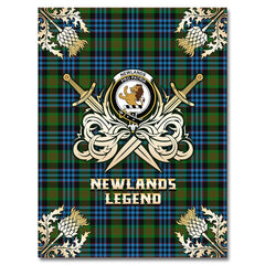 Clan Newlands of Lauriston Tartan Gold Courage Symbol Blanket PP32 Clan Newlands Tartan Today   