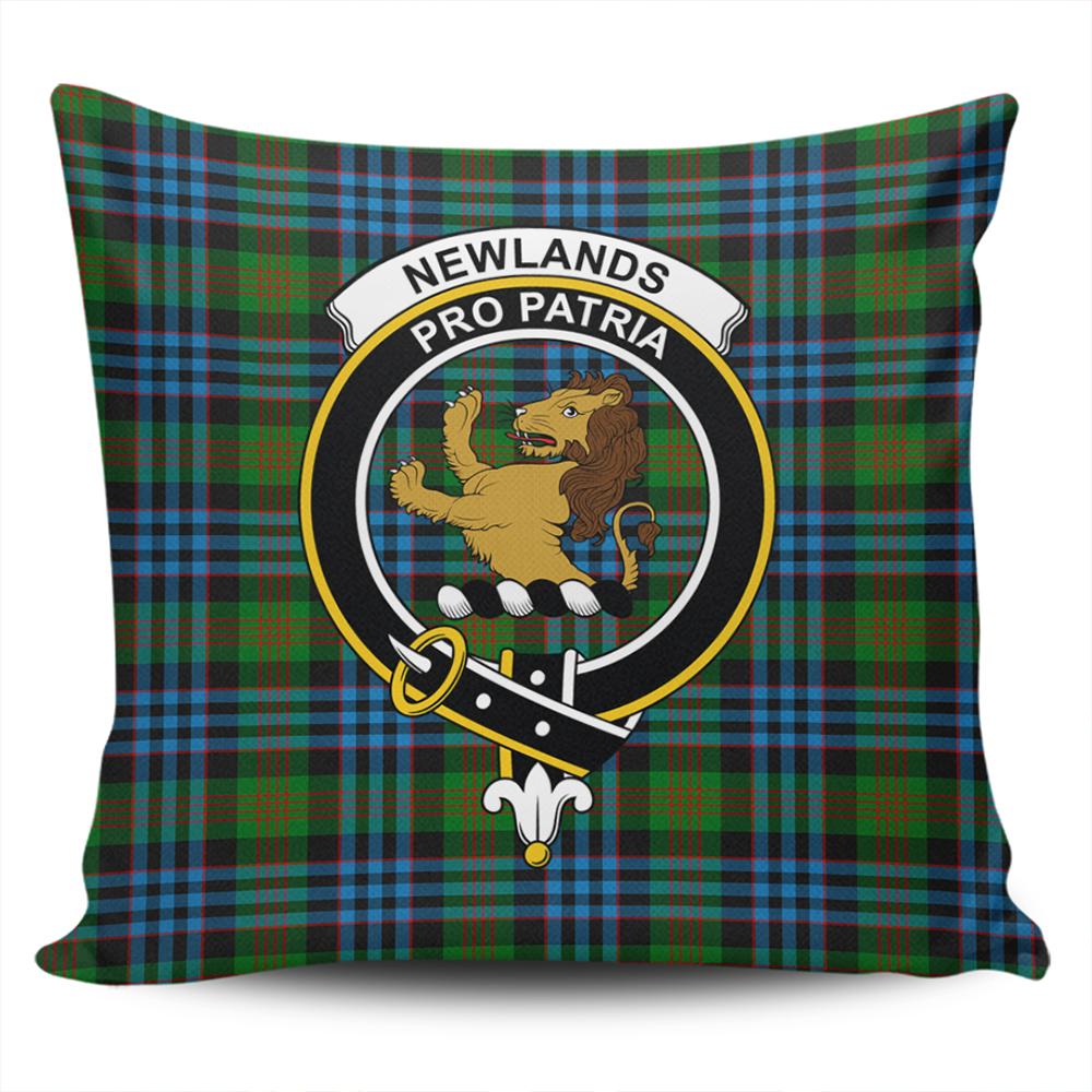 Clan Newlands of Lauriston Tartan Crest Pillow Cover EH26 Clan Newlands Tartan Today   