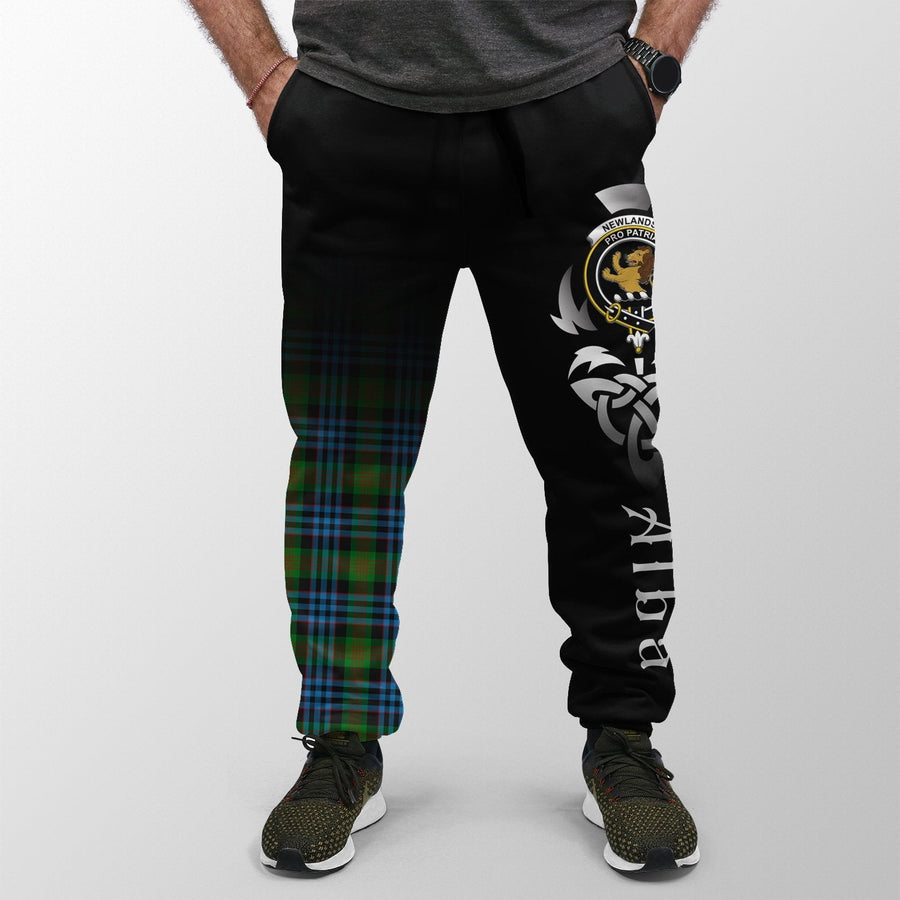 Clan Newlands Of Lauriston Tartan Crest Jogger Sweatpants Alba Celtic Style