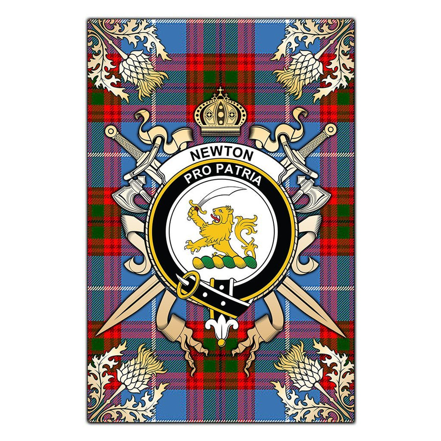 Clan Newton Tartan Crest Black Garden Flag