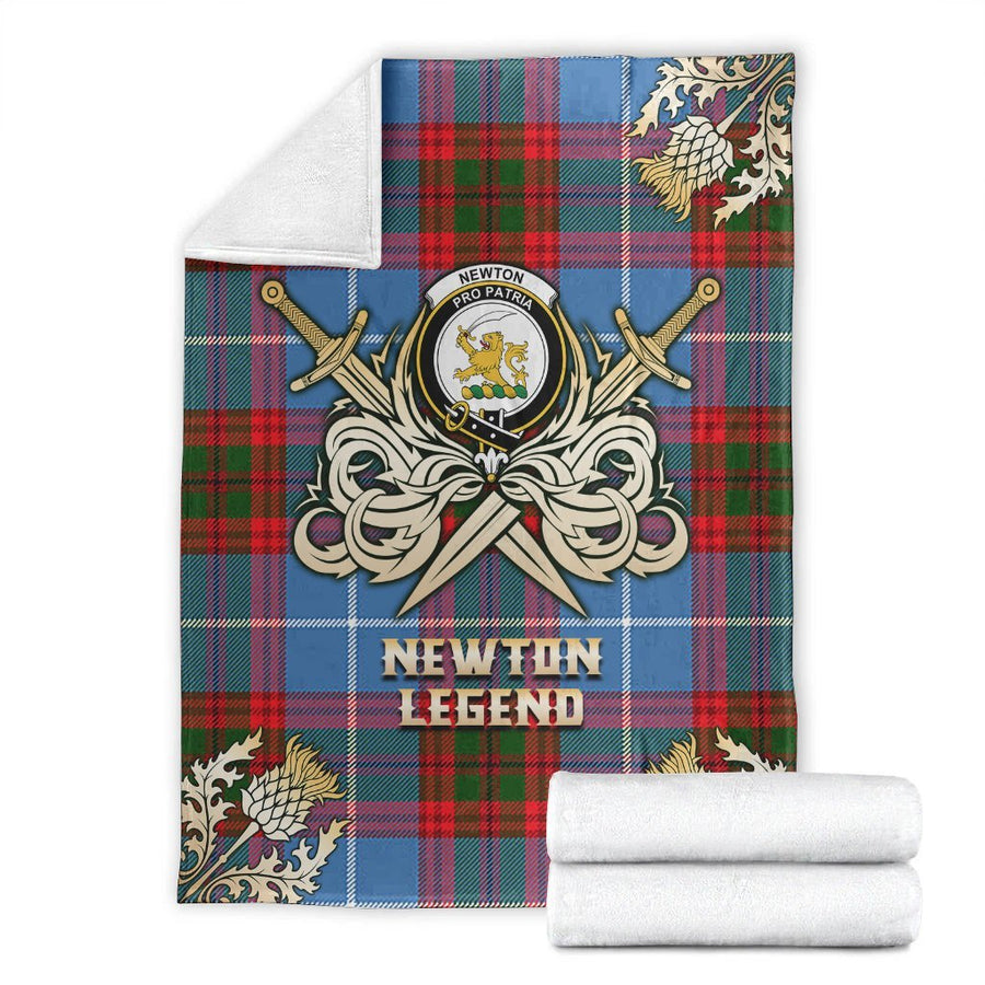 Clan Newton Tartan Gold Courage Symbol Blanket