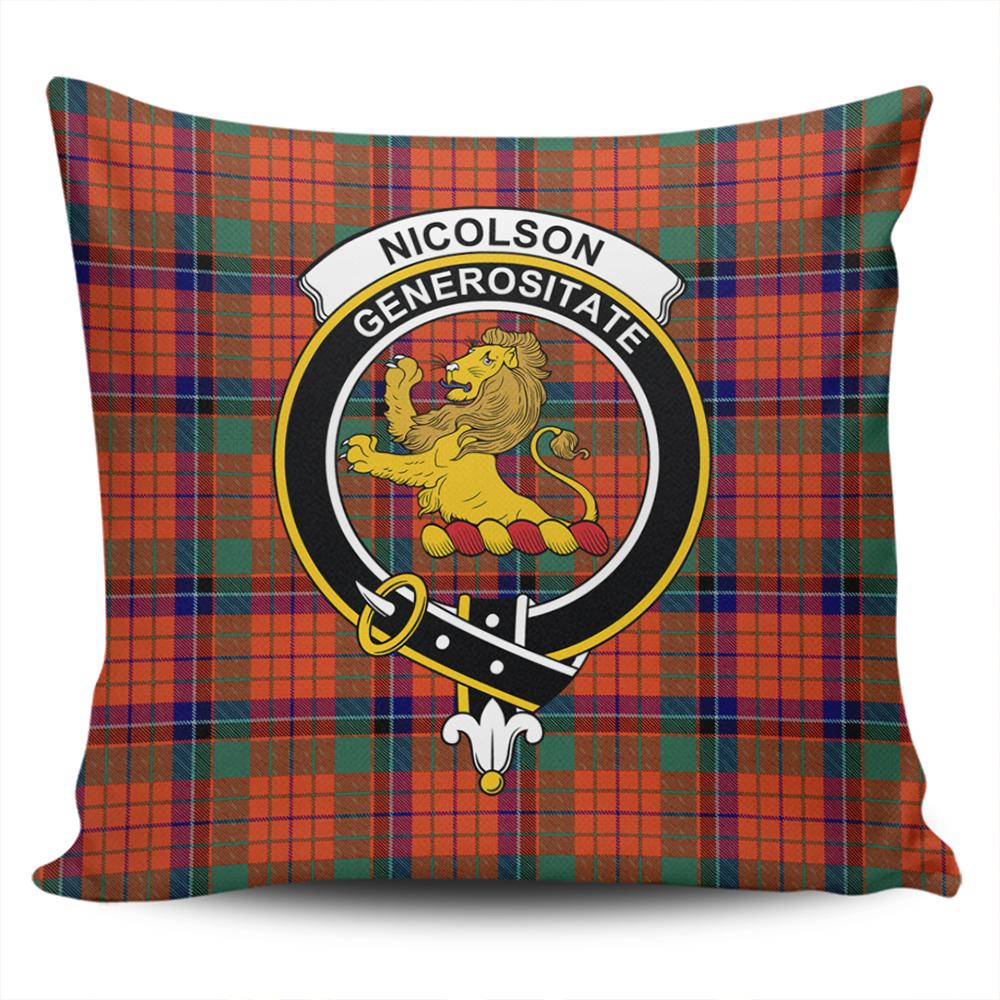 Clan Nicolson Ancient Tartan Crest Pillow Cover LQ10 Clan Nicolson Tartan Today   