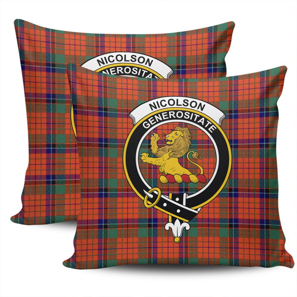Clan Nicolson Ancient Tartan Crest Pillow Cover LQ10 Clan Nicolson Tartan Today   