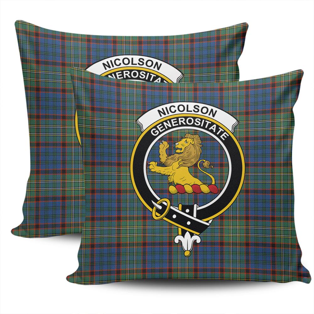Clan Nicolson Hunting Ancient Tartan Crest Pillow Cover EN64 Clan Nicolson Tartan Today   