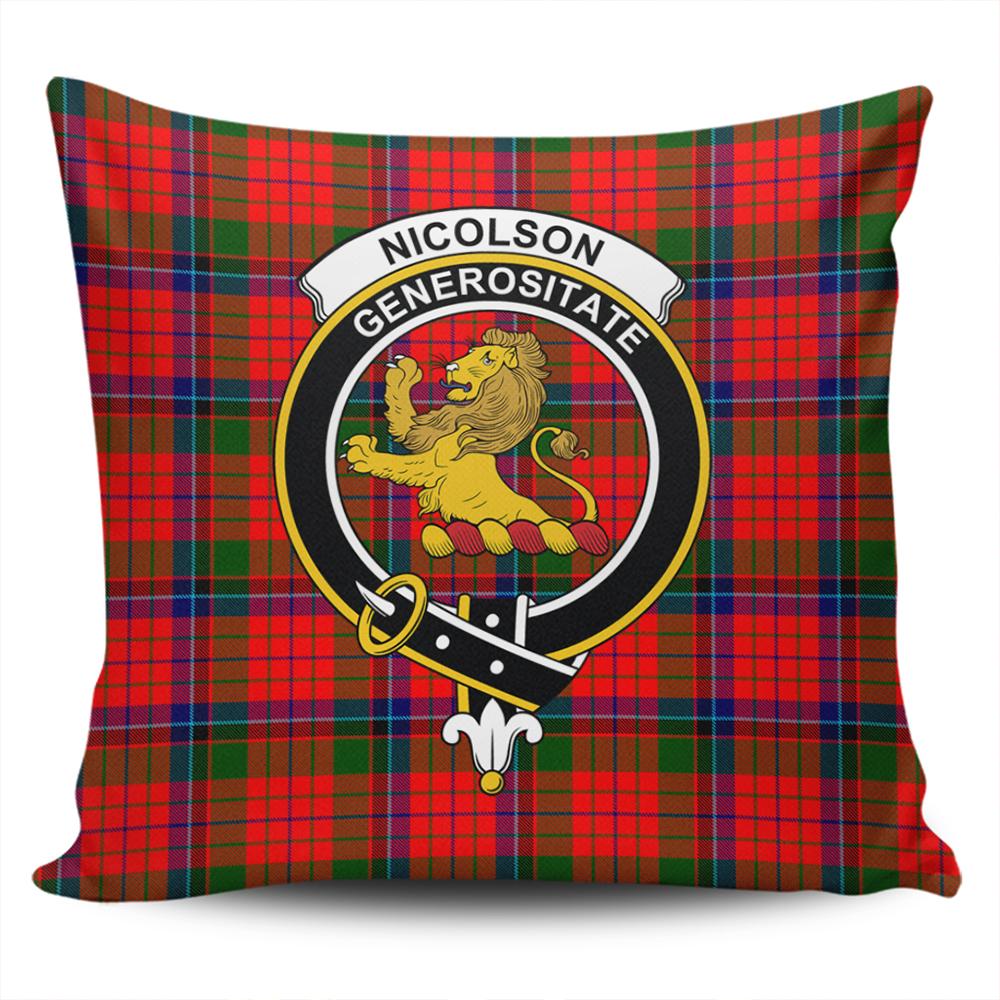 Clan Nicolson Modern Tartan Crest Pillow Cover EK71 Clan Nicolson Tartan Today   
