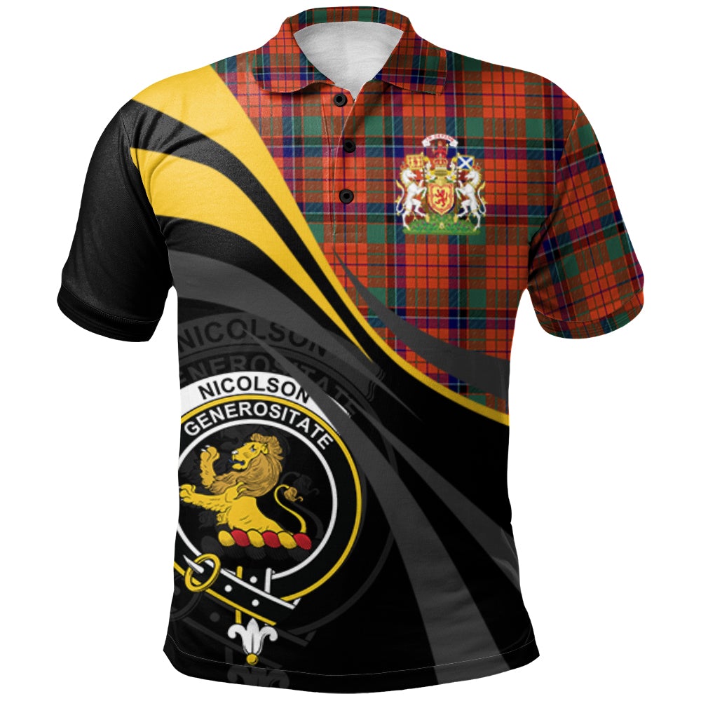 Clan Nicolson Ancient Tartan Polo Shirt - Royal Coat Of Arms Style XR89 Nicolson Ancient Tartan Tartan Polo   