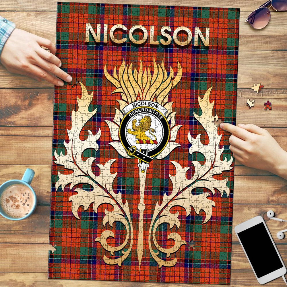 Clan Nicolson Ancient Tartan Crest Thistle Jigsaw Puzzles Gift For Family PQ69 Clan Nicolson Tartan Today   