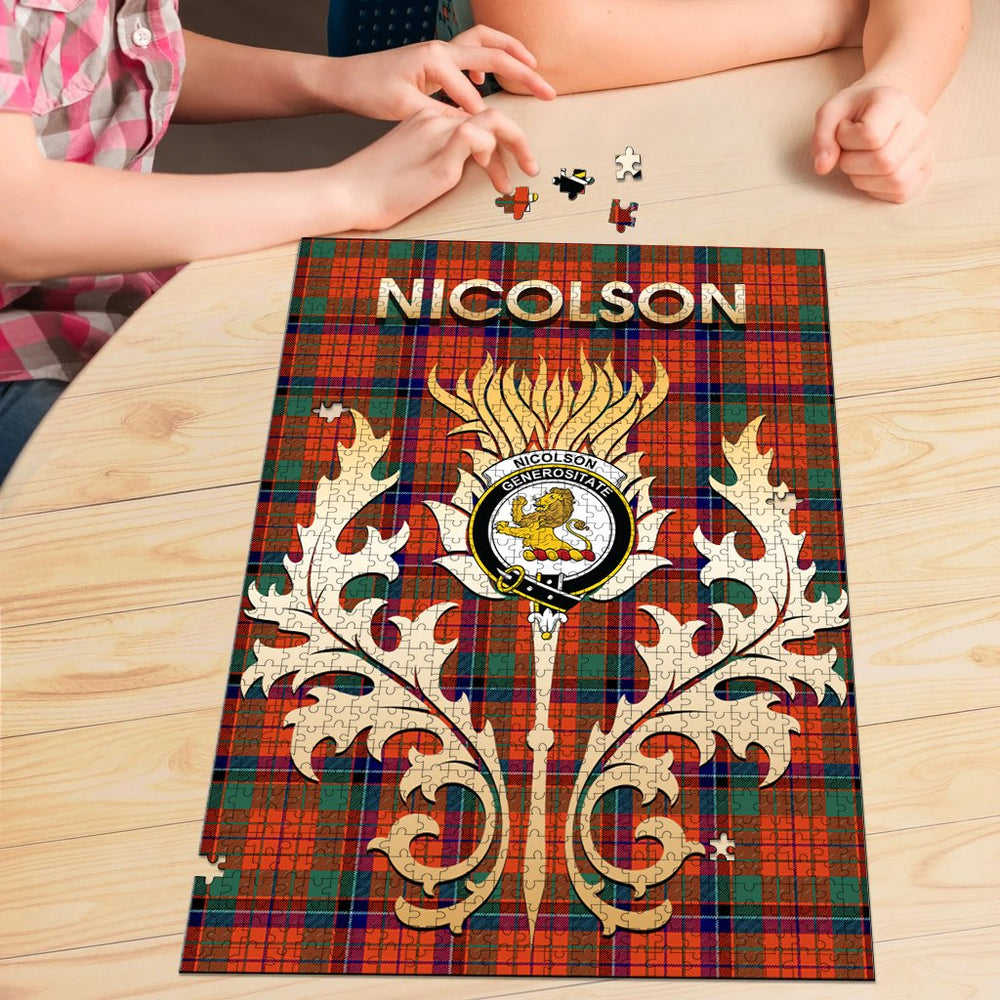 Clan Nicolson Ancient Tartan Crest Thistle Jigsaw Puzzles Gift For Family PQ69 Clan Nicolson Tartan Today   