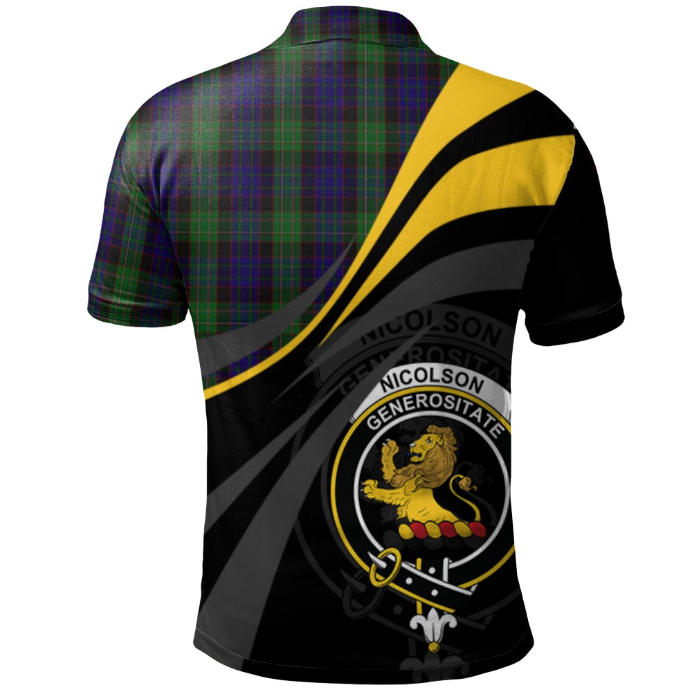 Clan Nicolson Green Hunting Tartan Polo Shirt - Royal Coat Of Arms Style WW38 Nicolson Green Hunting Tartan Tartan Polo   