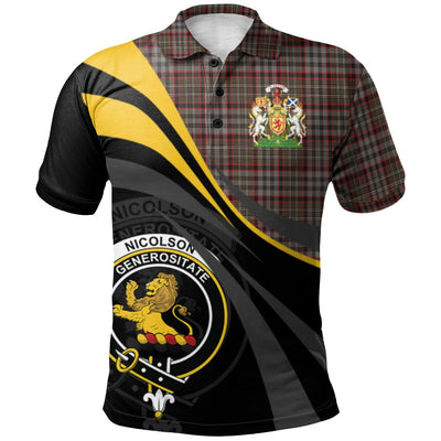 Clan Nicolson Hunting Weathered Tartan Polo Shirt - Royal Coat Of Arms Style