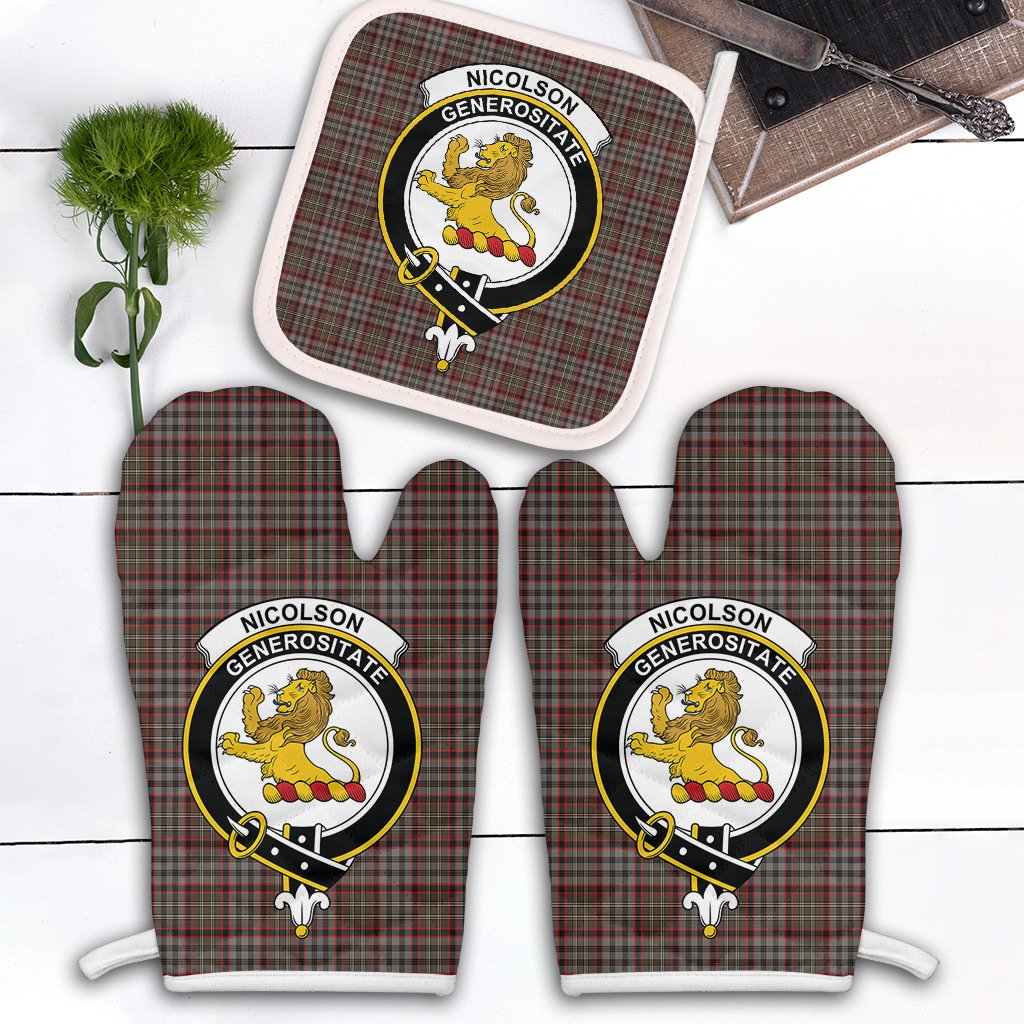 Clan Nicolson Hunting Weathered Tartan Crest Oven Mitt And Pot Holder (2 Oven Mitts + 1 Pot Holder) JH34 Clan Nicolson Tartan Today   