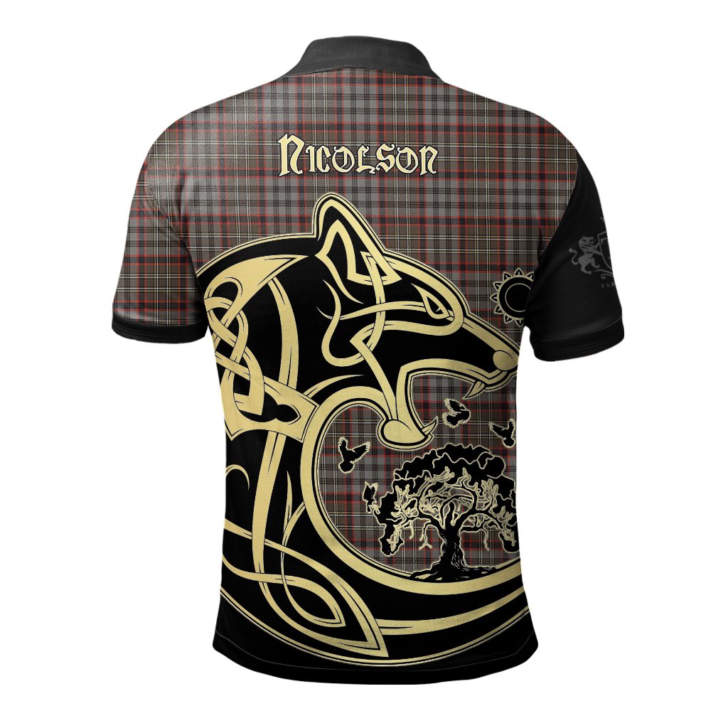 Clan Nicolson Hunting Weathered Tartan Polo Shirt Viking Wolf MY46 Nicolson Hunting Weathered Tartan Tartan Polo   