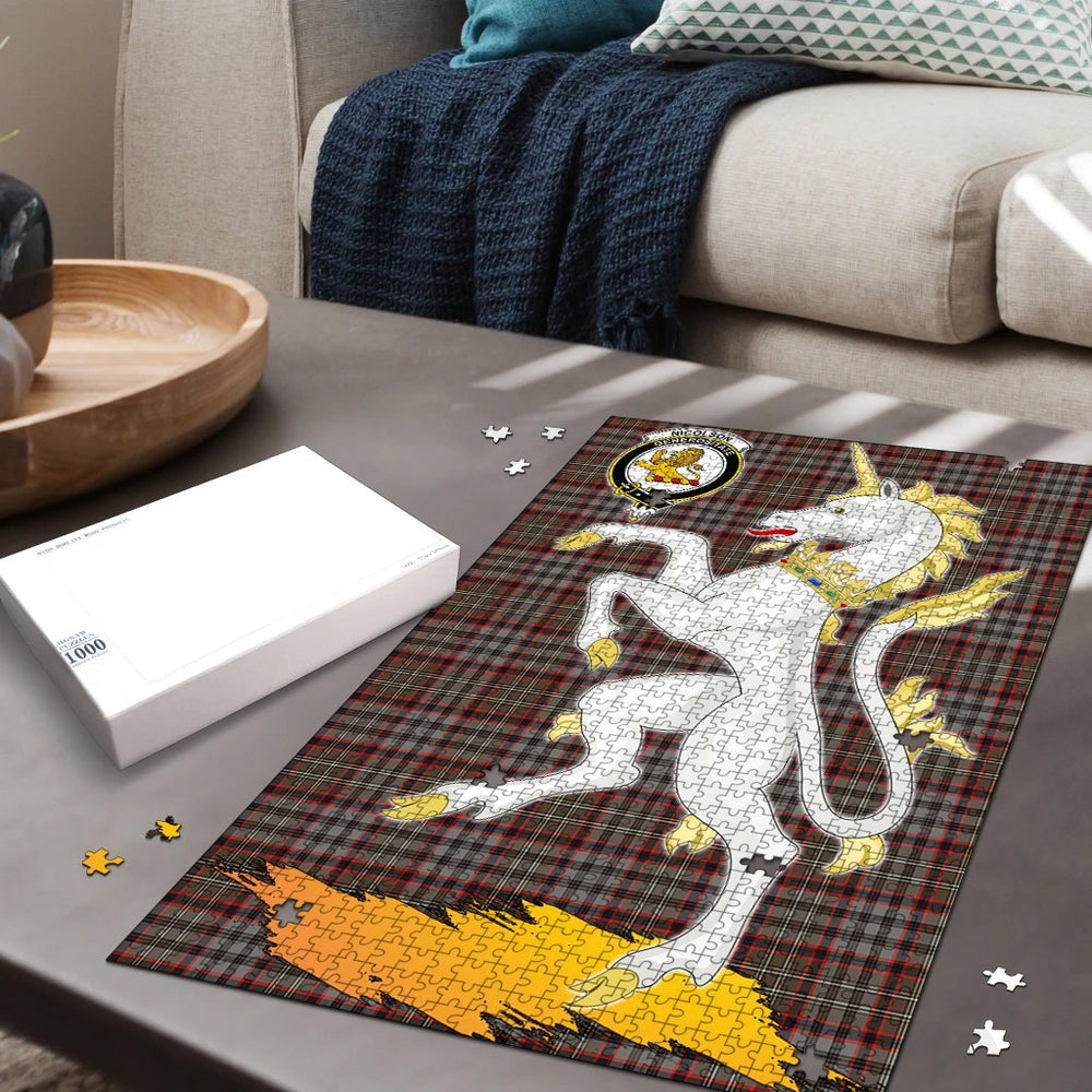 Clan Nicolson Hunting Weathered Tartan Crest Unicorn Scotland Jigsaw Puzzles Gift For Family FM73 Clan Nicolson Tartan Today   