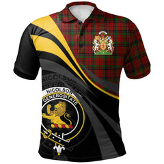 Clan Nicolson Lochcarron Tartan Polo Shirt - Royal Coat Of Arms Style SG23 Nicolson Lochcarron Tartan Tartan Polo   