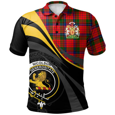 Clan Nicolson Modern Tartan Polo Shirt - Royal Coat Of Arms Style