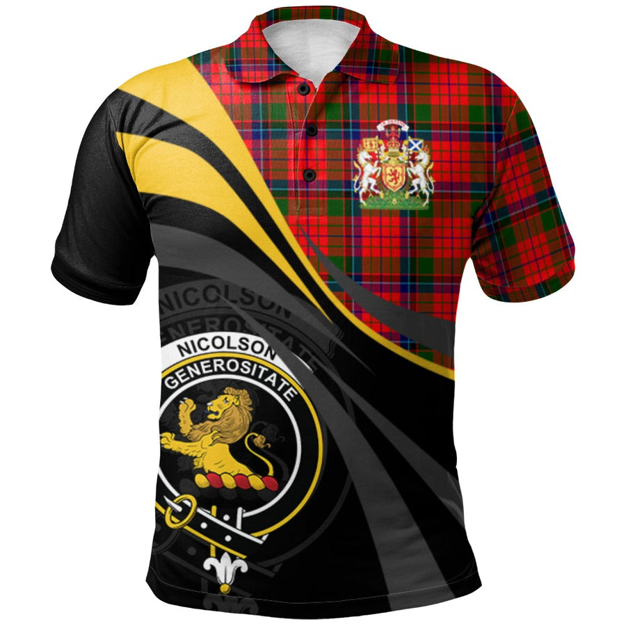 Clan Nicolson Modern Tartan Polo Shirt - Royal Coat Of Arms Style VO93 Nicolson Modern Tartan Tartan Polo   