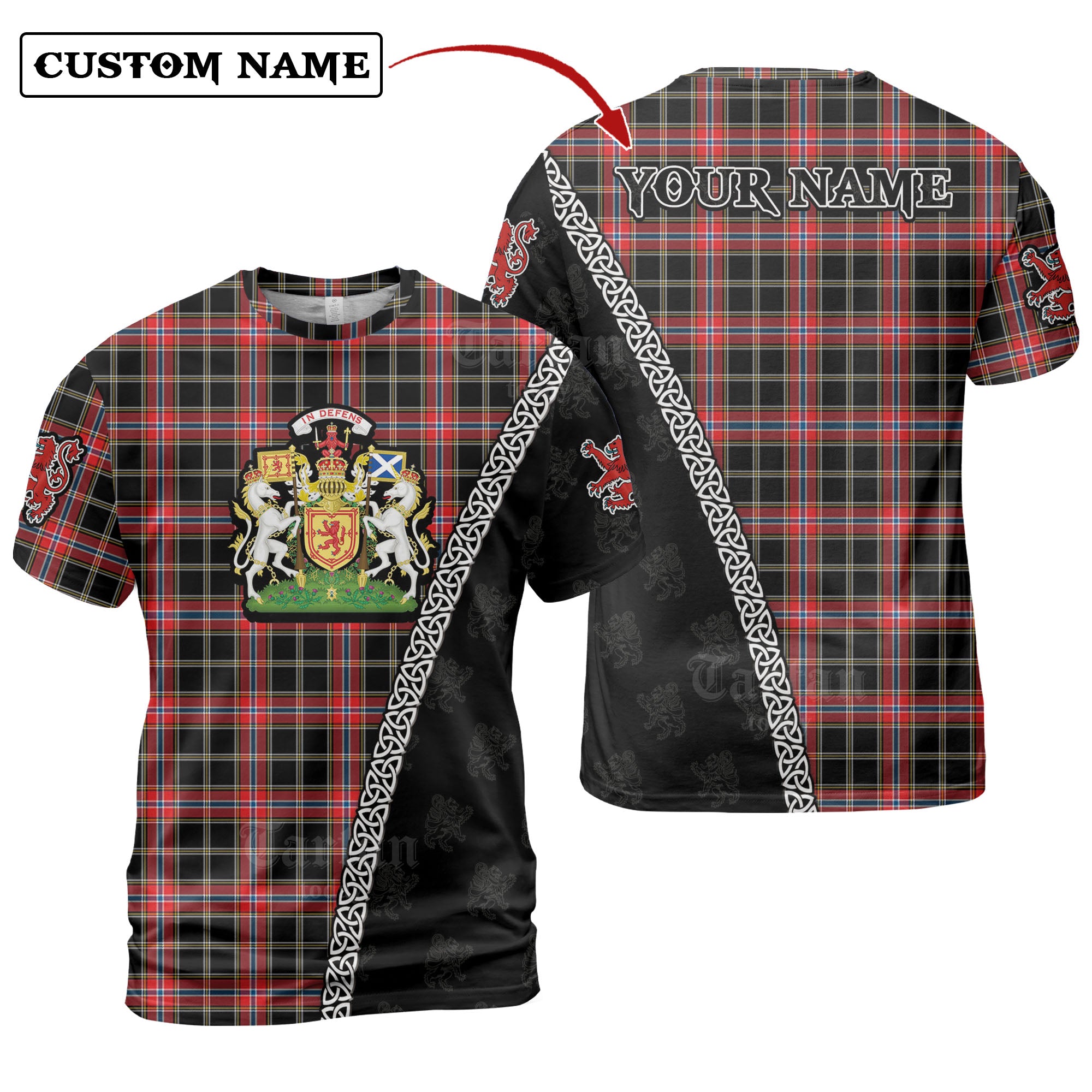 Norwegian Night Tartan Shirt with Scotland Coat of Arms & Custom Name DG86