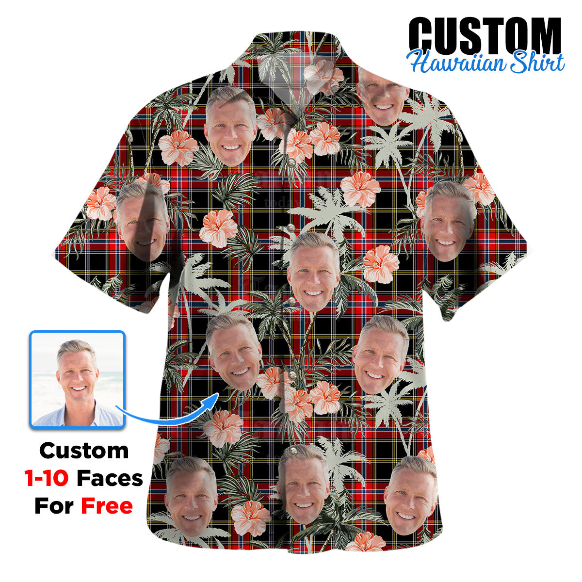 Clan Norwegian Night Tartan Custom Face Hawaiian Shirt – Unisex Gift for Family Members, Summer Party TR29 Norwegian Night Tartan Tartan Hawaii Shirt