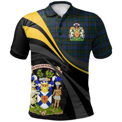 Clan Nova Scotia District Tartan Polo Shirt - Royal Coat Of Arms Style JN35