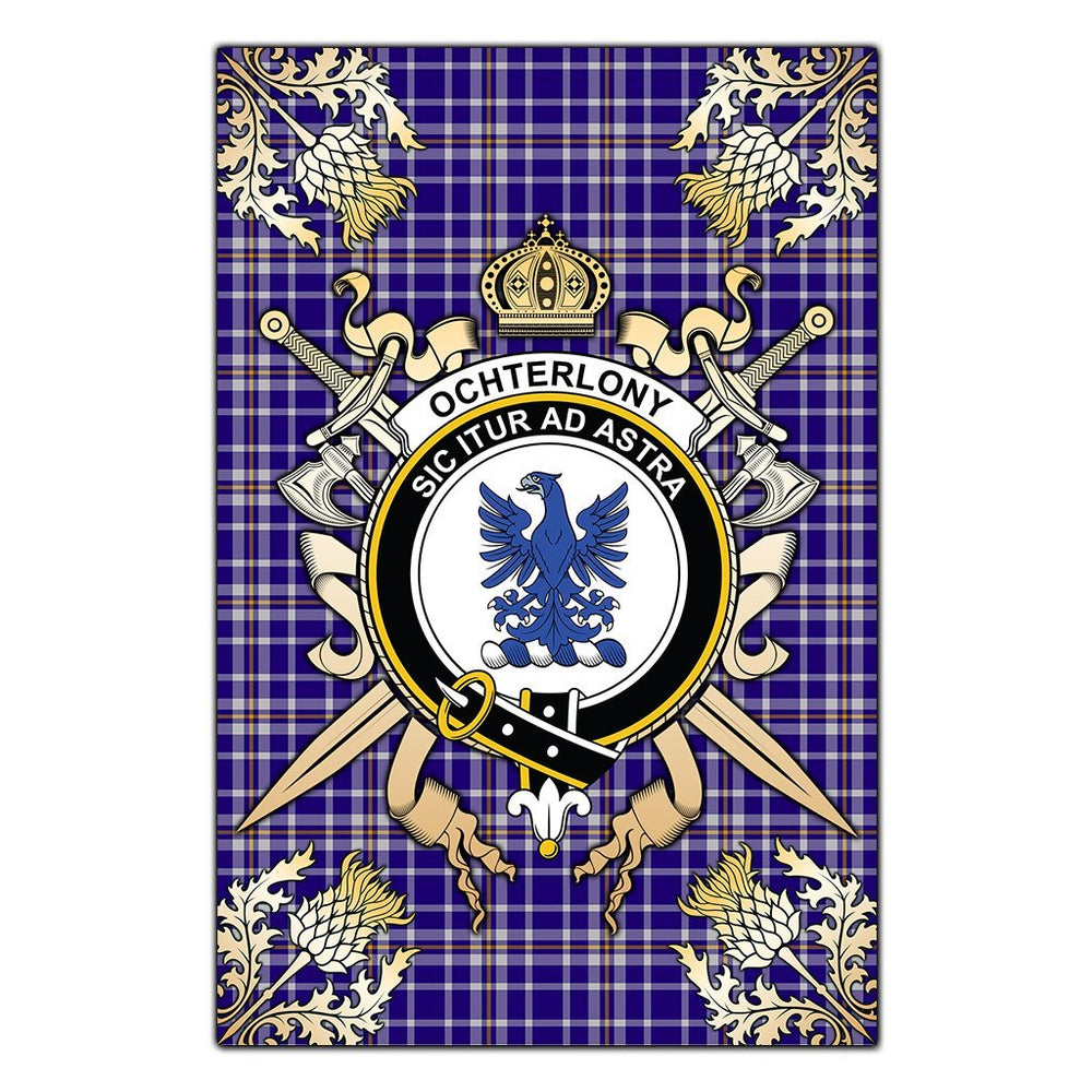 Clan Ochterlony Tartan Crest Black Garden Flag  - Gold Thistle  WP12 Clan Ochterlony/ Ochterlonie Tartan Today   