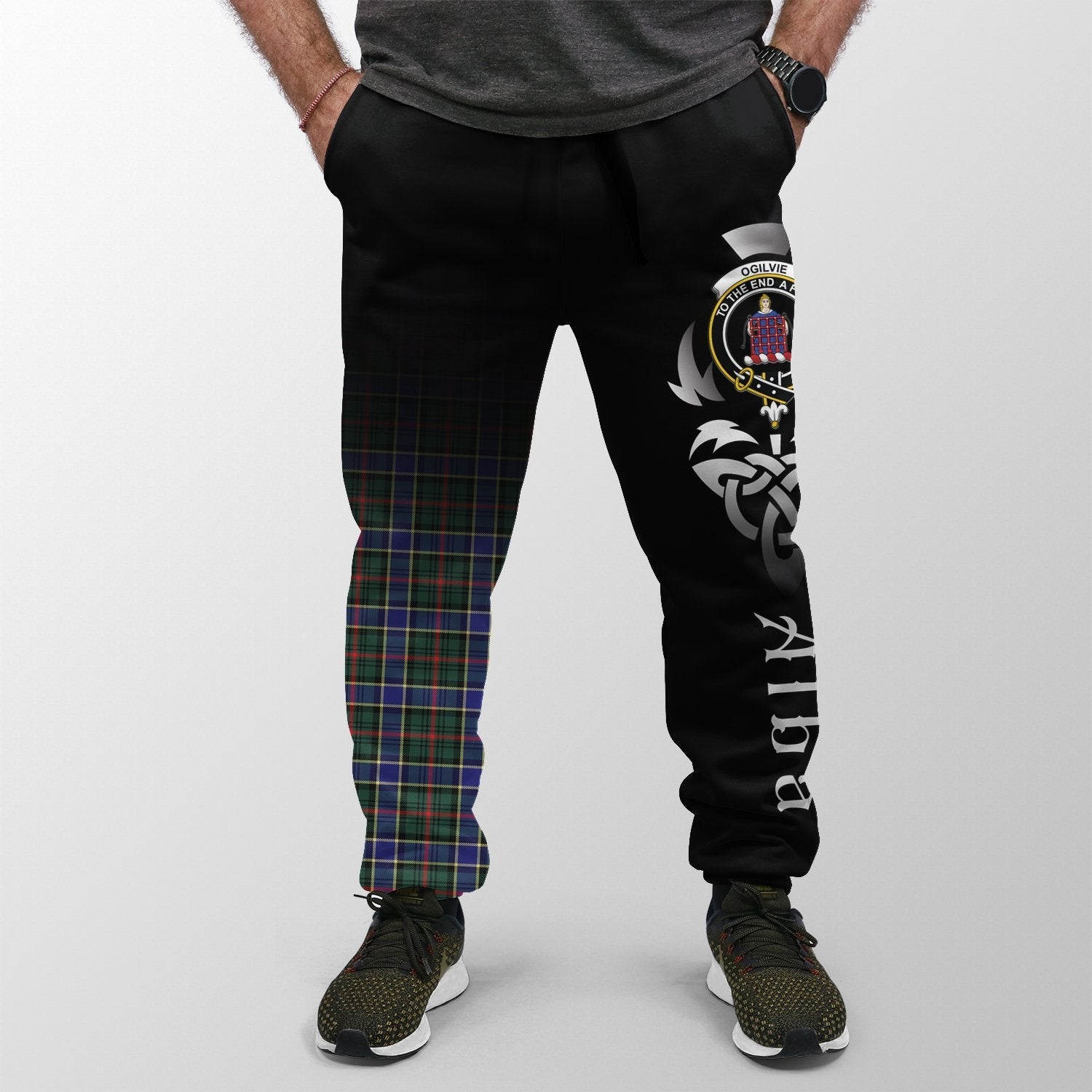 Clan Ogilvie Hunting Modern Tartan Crest Jogger Sweatpants  Alba Celtic Style VC50 Clan Ogilvie Tartan Today   