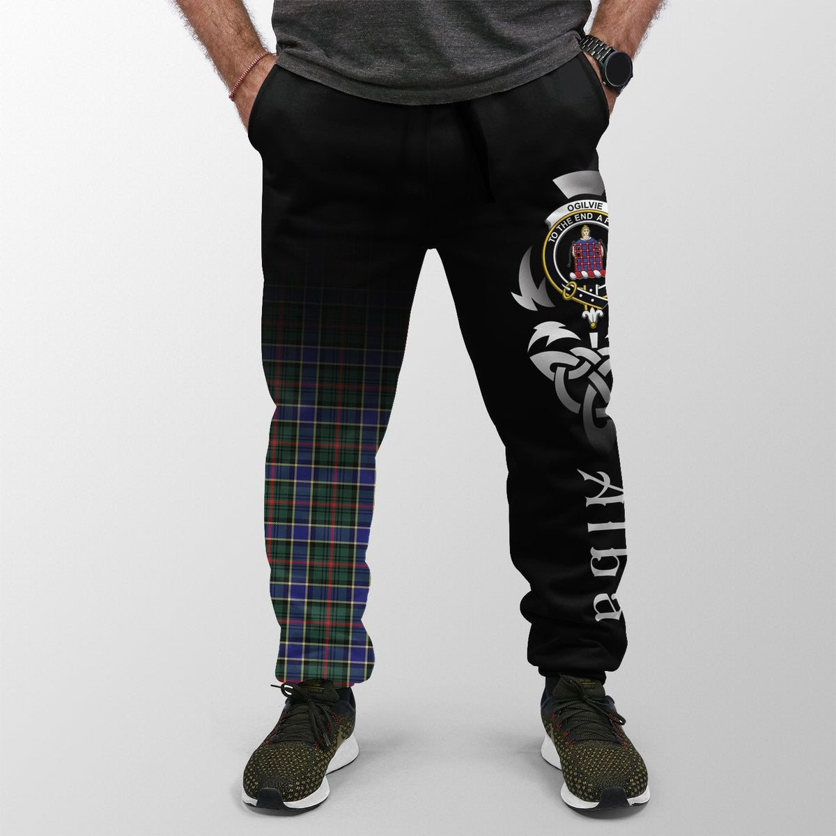 Clan Ogilvie Hunting Modern Tartan Crest Jogger Sweatpants  Alba Celtic Style VC50 Clan Ogilvie Tartan Today   