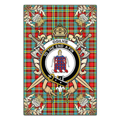 Clan Ogilvie Tartan Crest Black Garden Flag  - Gold Thistle  ZA86 Clan Ogilvie Tartan Today   