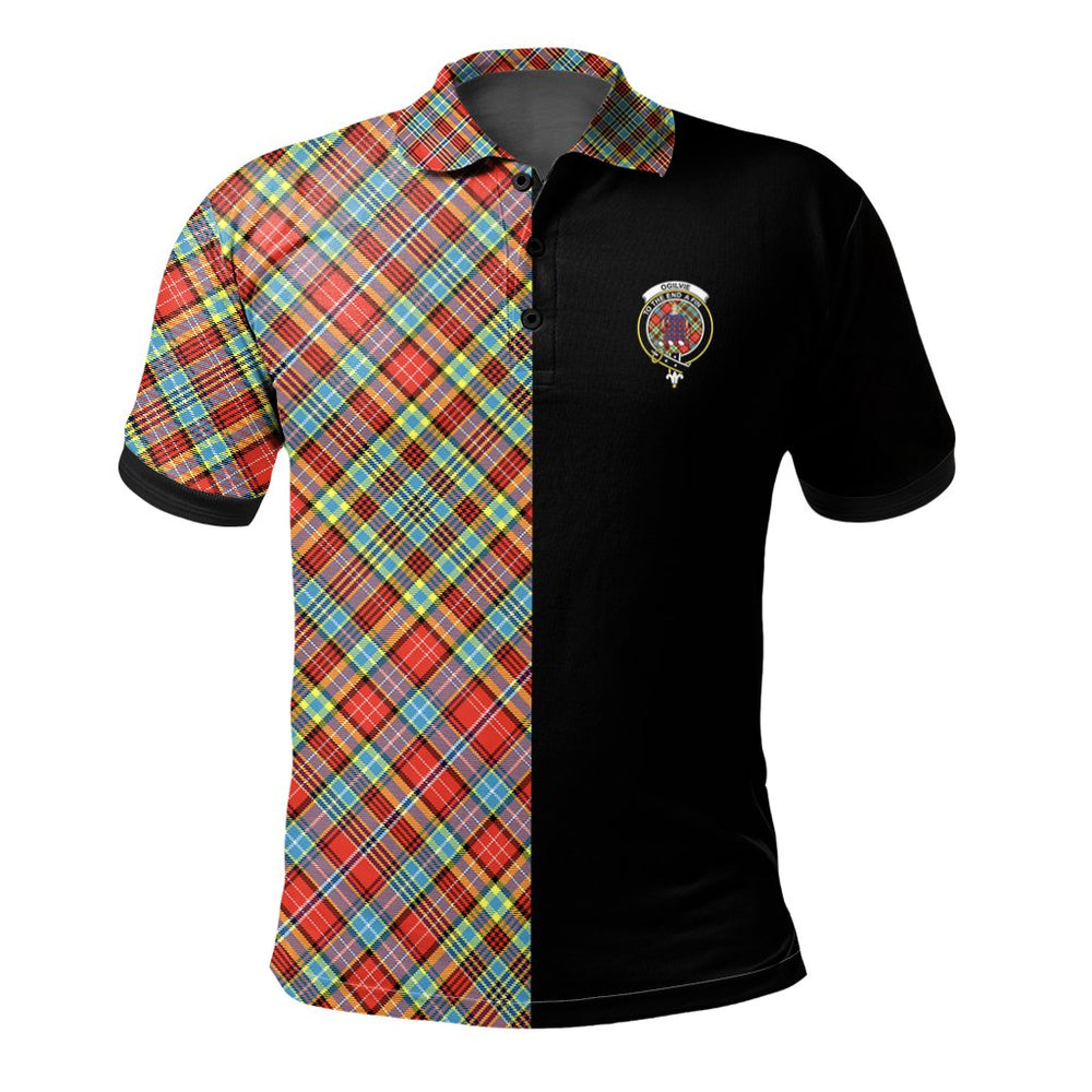 Clan Ogilvie Tartan Polo Shirt Half of Me - Cross Style ZQ65 Ogilvie Tartan Tartan Polo   