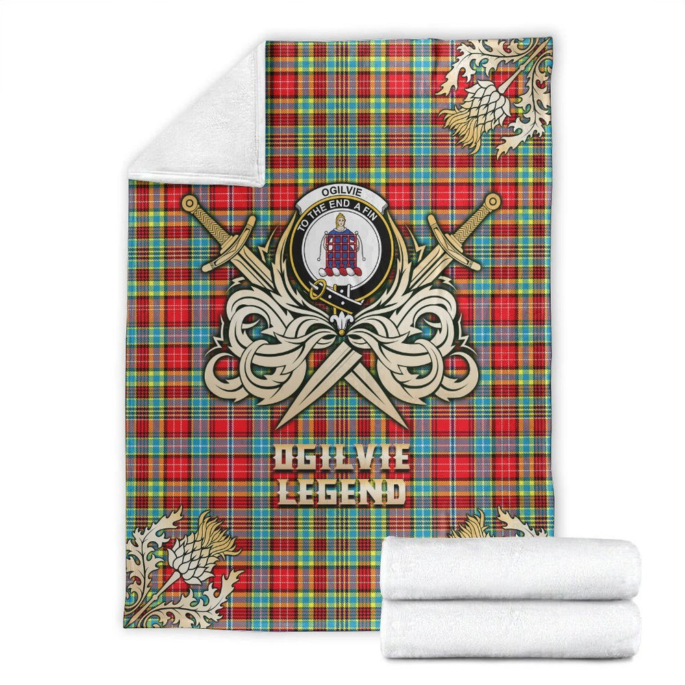 Clan Ogilvie Tartan Gold Courage Symbol Blanket JH84 Clan Ogilvie Tartan Today   