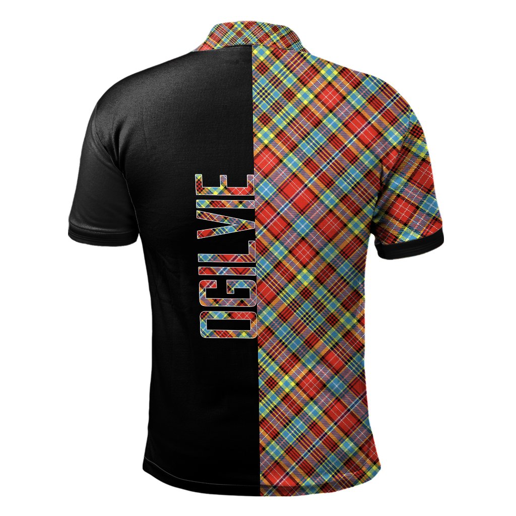 Clan Ogilvie Tartan Polo Shirt Half of Me - Cross Style ZQ65 Ogilvie Tartan Tartan Polo   