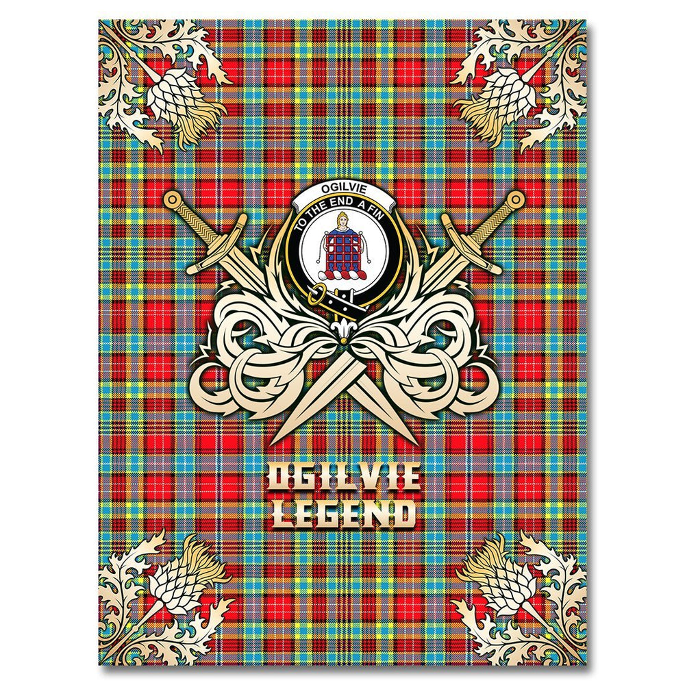 Clan Ogilvie Tartan Gold Courage Symbol Blanket JH84 Clan Ogilvie Tartan Today   