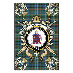 Clan Ogilvie Hunting Ancient Tartan Crest Black Garden Flag  - Gold Thistle  IE73 Clan Ogilvie Tartan Today   