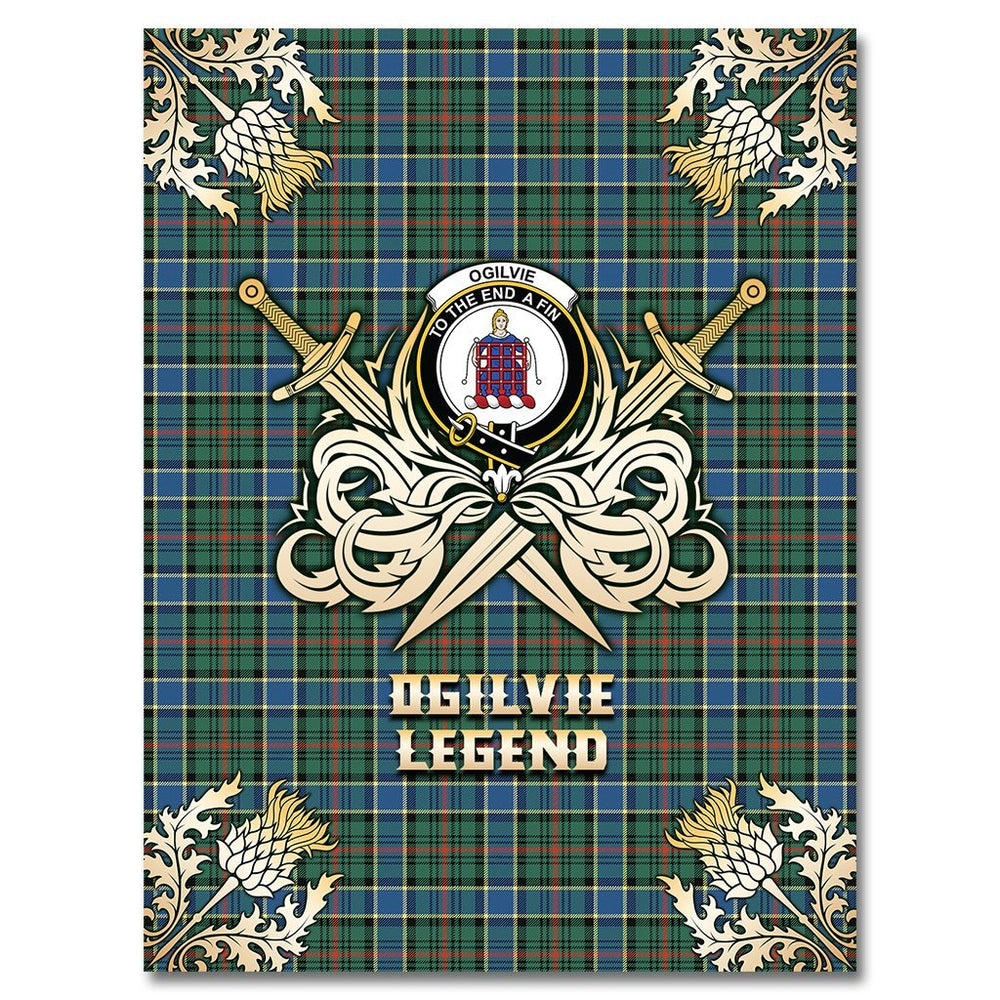 Clan Ogilvie Hunting Ancient Tartan Gold Courage Symbol Blanket CF93 Clan Ogilvie Tartan Today   