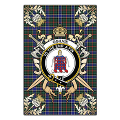 Clan Ogilvie Hunting Modern Tartan Crest Black Garden Flag  - Gold Thistle  DZ60 Clan Ogilvie Tartan Today   