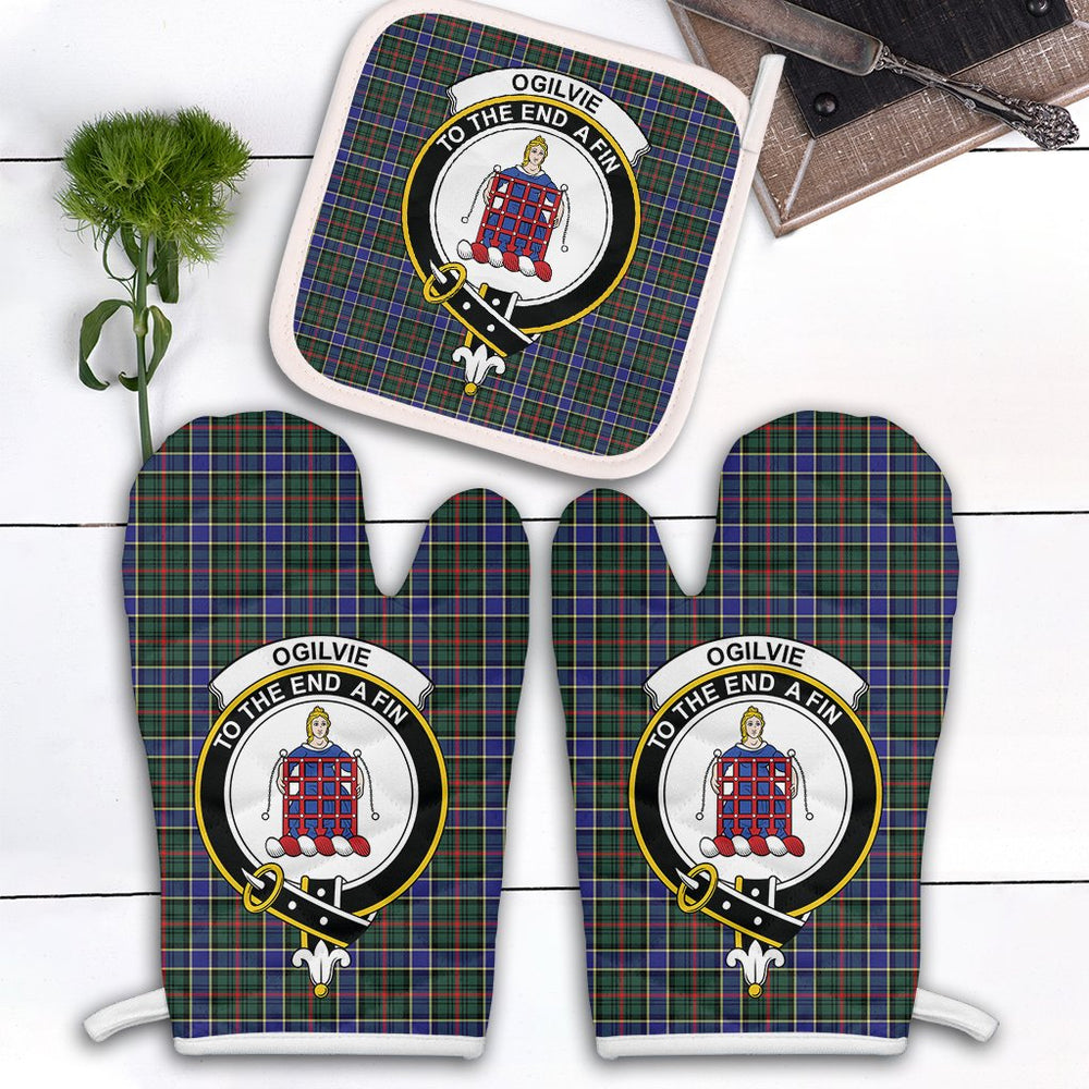 Clan Ogilvie Hunting Modern Tartan Crest Oven Mitt And Pot Holder (2 Oven Mitts + 1 Pot Holder) WW32 Clan Ogilvie Tartan Today   