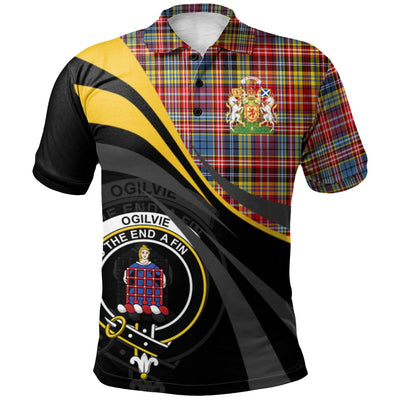 Clan Ogilvie (Ogilvy) of Airlie Ancient Tartan Polo Shirt - Royal Coat Of Arms Style BL18