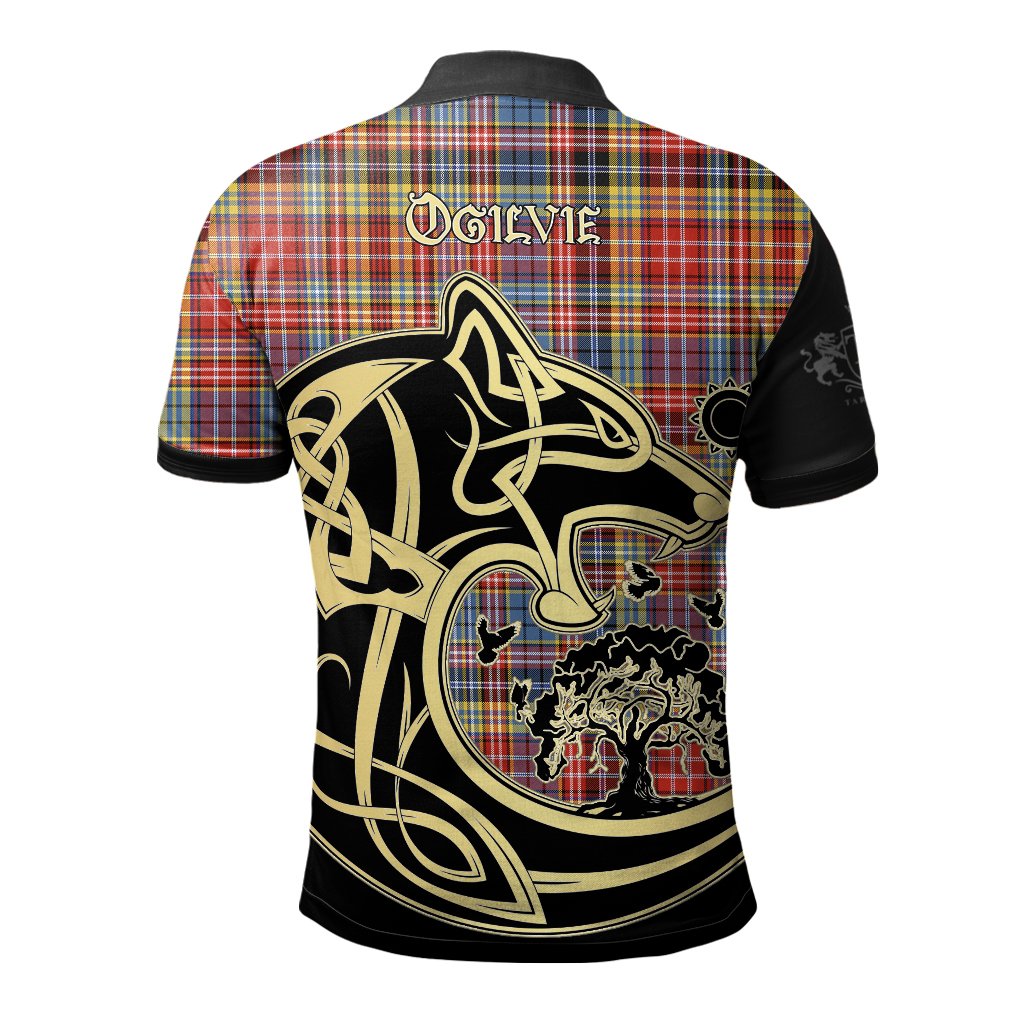 Clan Ogilvie of Airlie Ancient Tartan Polo Shirt Viking Wolf WX14 Ogilvie of Airlie Ancient Tartan Tartan Polo   