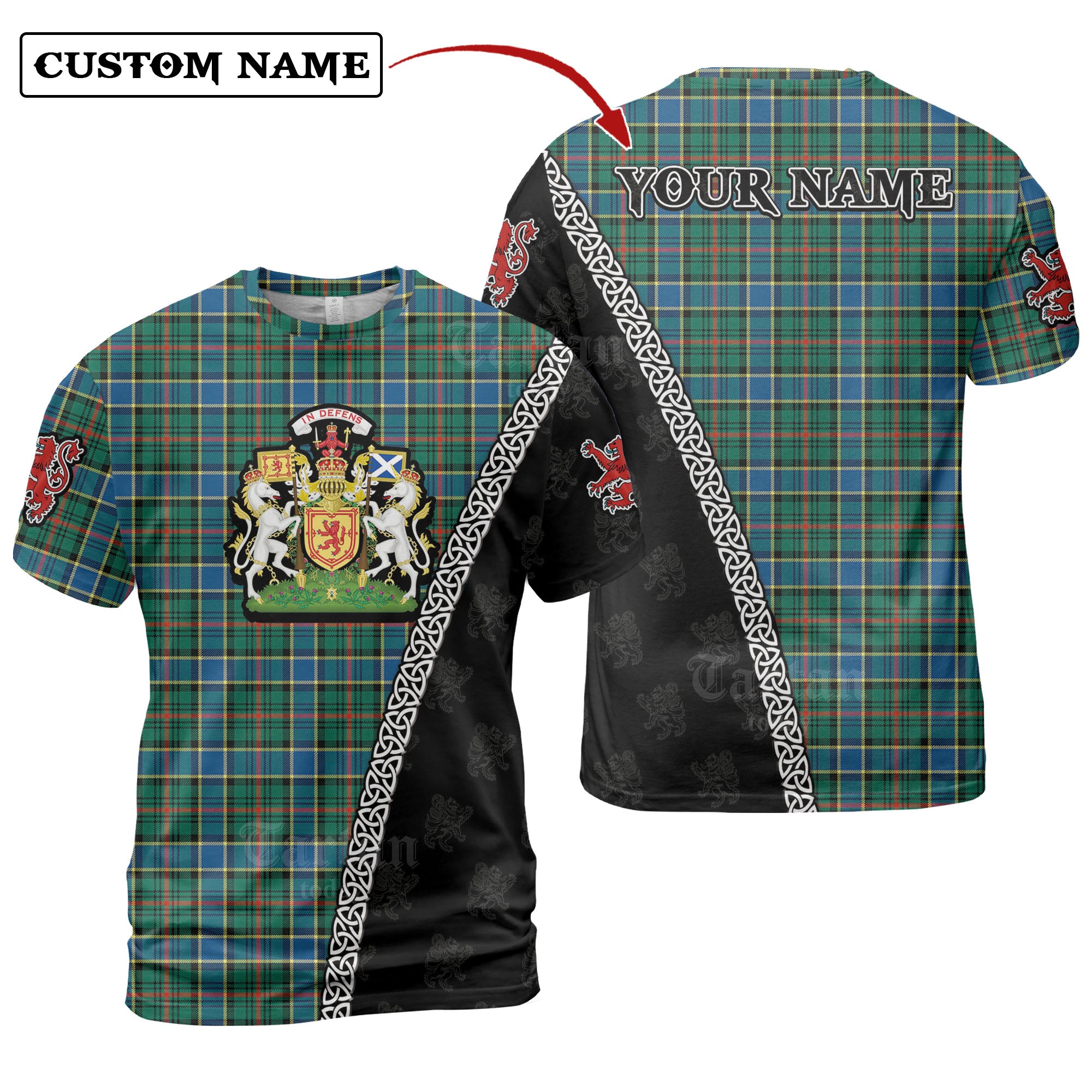 Ogilvie Hunting Ancient Tartan Shirt with Scotland Coat of Arms & Custom Name WX64